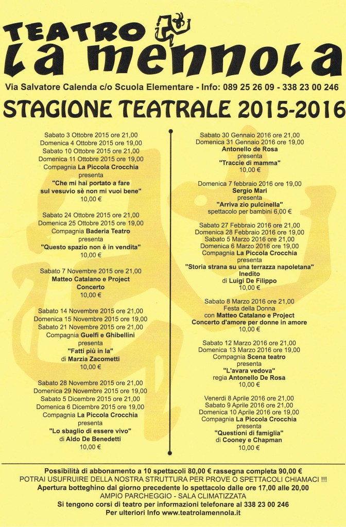 Cartellone Stagione Teatrale 2015/2016